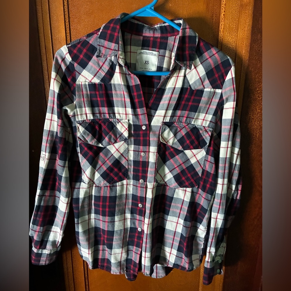 Zara Red and Black Checkered Shirt